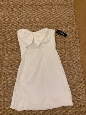 Lulu's White Strapless Cutout Bow-Front Dress